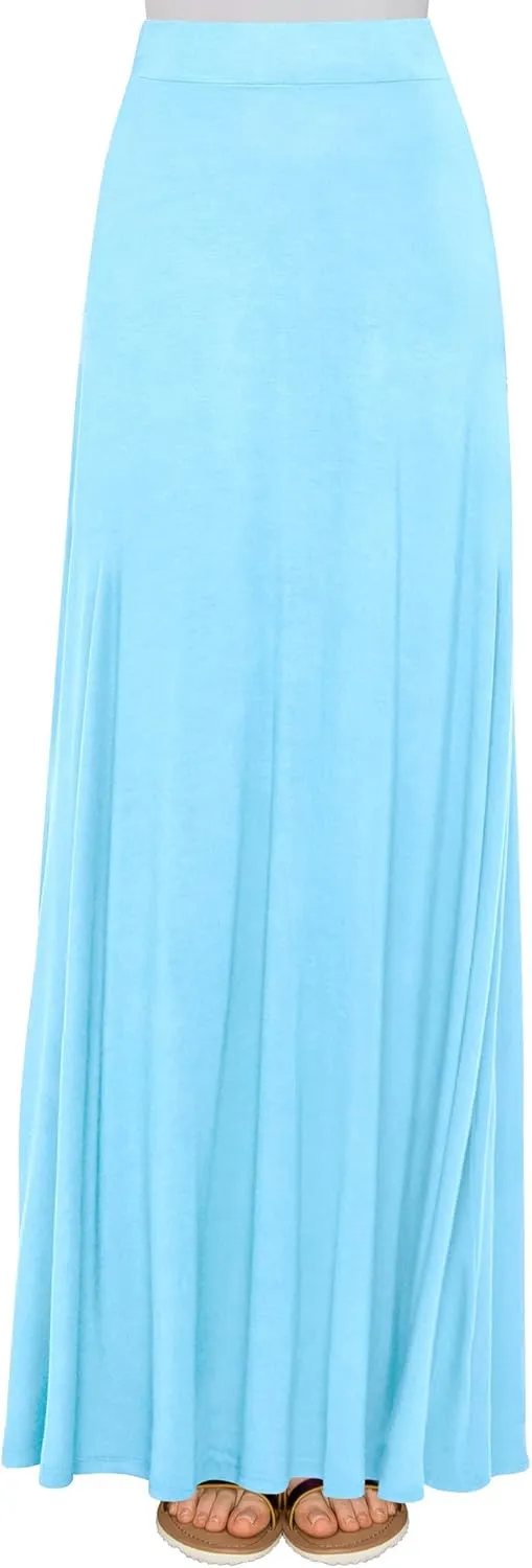 Lock and Love Women's Casual Comfy Stylish High Waist Flare Long Maxi Skirt  Available in Print & Solid Options