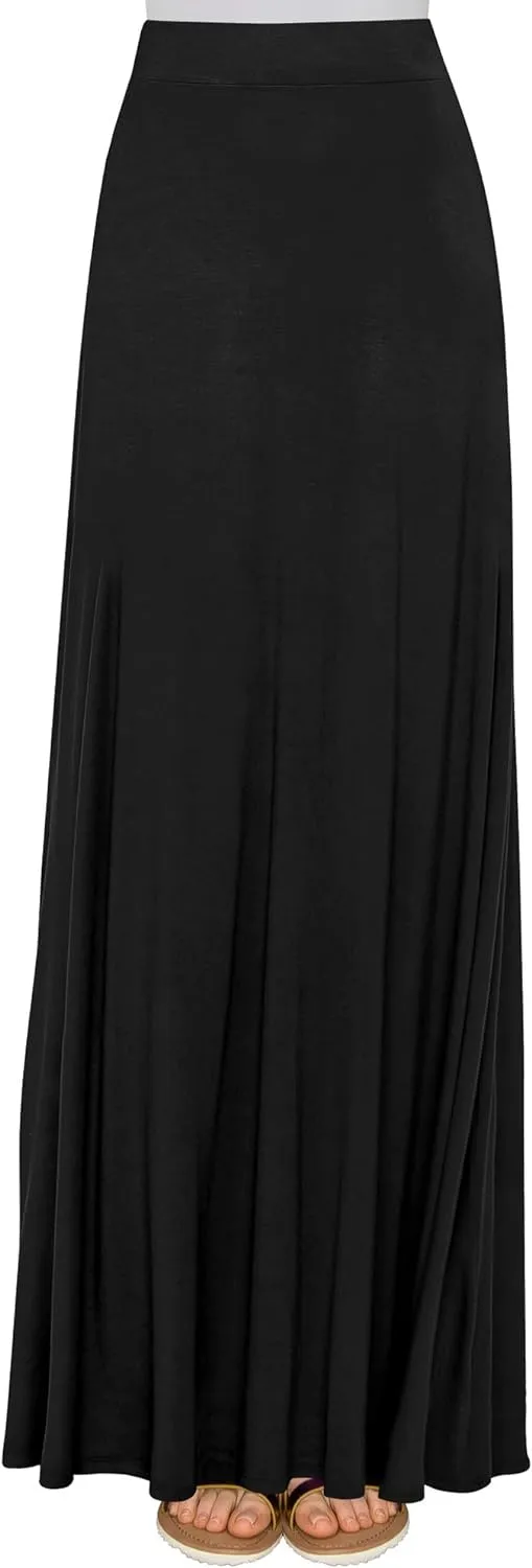 Lock and Love Women's Casual Comfy Stylish High Waist Flare Long Maxi Skirt  Available in Print & Solid Options