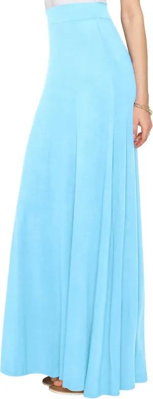 Lock and Love Women's Casual Comfy Stylish High Waist Flare Long Maxi Skirt  Available in Print & Solid Options