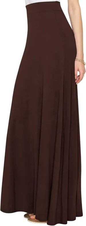 Lock and Love Women's Casual Comfy Stylish High Waist Flare Long Maxi Skirt  Available in Print & Solid Options