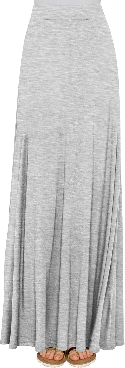 Lock and Love Women's Casual Comfy Stylish High Waist Flare Long Maxi Skirt  Available in Print & Solid Options