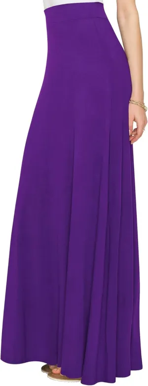 Lock and Love Women's Casual Comfy Stylish High Waist Flare Long Maxi Skirt  Available in Print & Solid Options