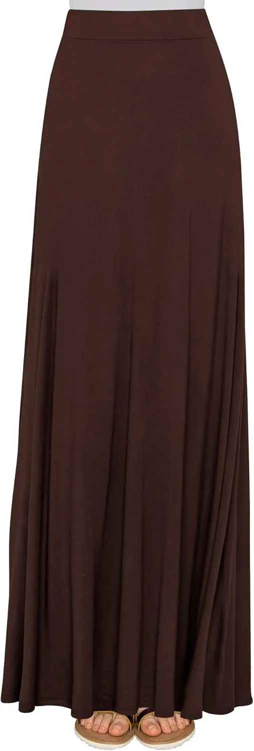 Lock and Love Women's Casual Comfy Stylish High Waist Flare Long Maxi Skirt  Available in Print & Solid Options