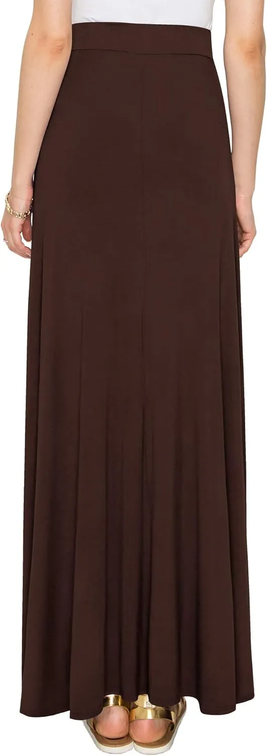 Lock and Love Women's Casual Comfy Stylish High Waist Flare Long Maxi Skirt  Available in Print & Solid Options