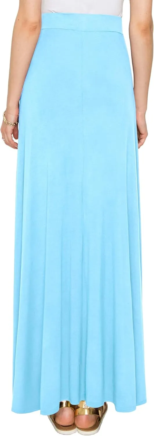 Lock and Love Women's Casual Comfy Stylish High Waist Flare Long Maxi Skirt  Available in Print & Solid Options
