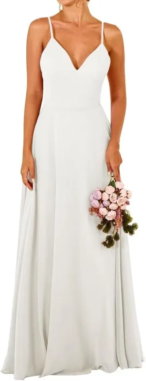 Long Bridesmaid Dresses for Wedding Chiffon Wedding Guest Dresses for Women A Line Formal Evening Party Gowns