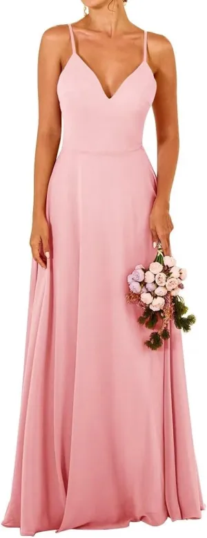 Long Bridesmaid Dresses for Wedding Chiffon Wedding Guest Dresses for Women A Line Formal Evening Party Gowns