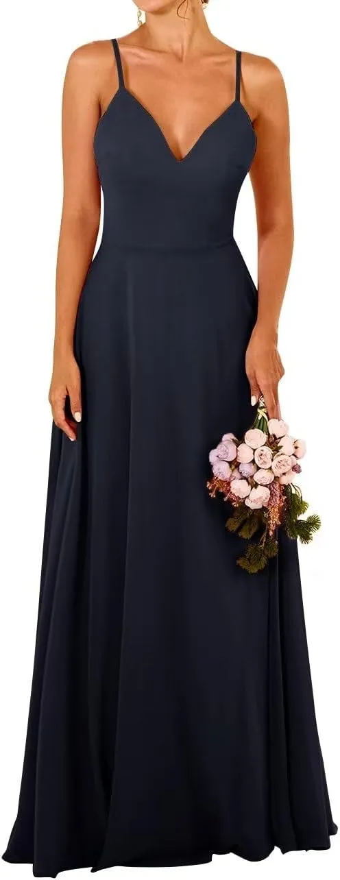 Long Bridesmaid Dresses for Wedding Chiffon Wedding Guest Dresses for Women A Line Formal Evening Party Gowns