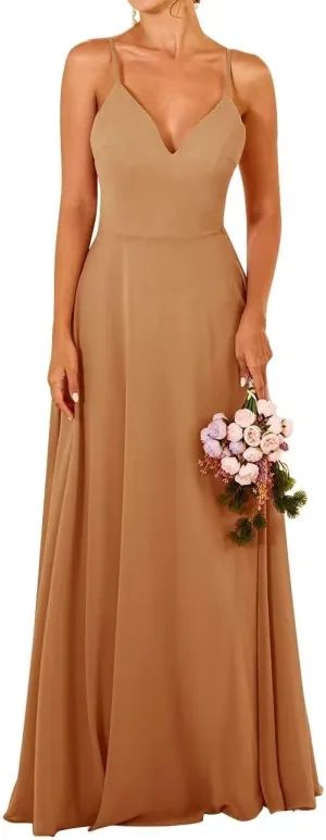 Long Bridesmaid Dresses for Wedding Chiffon Wedding Guest Dresses for Women A Line Formal Evening Party Gowns
