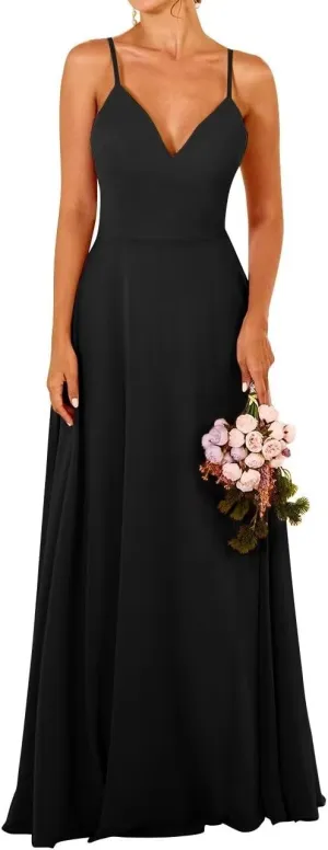 Long Bridesmaid Dresses for Wedding Chiffon Wedding Guest Dresses for Women A Line Formal Evening Party Gowns