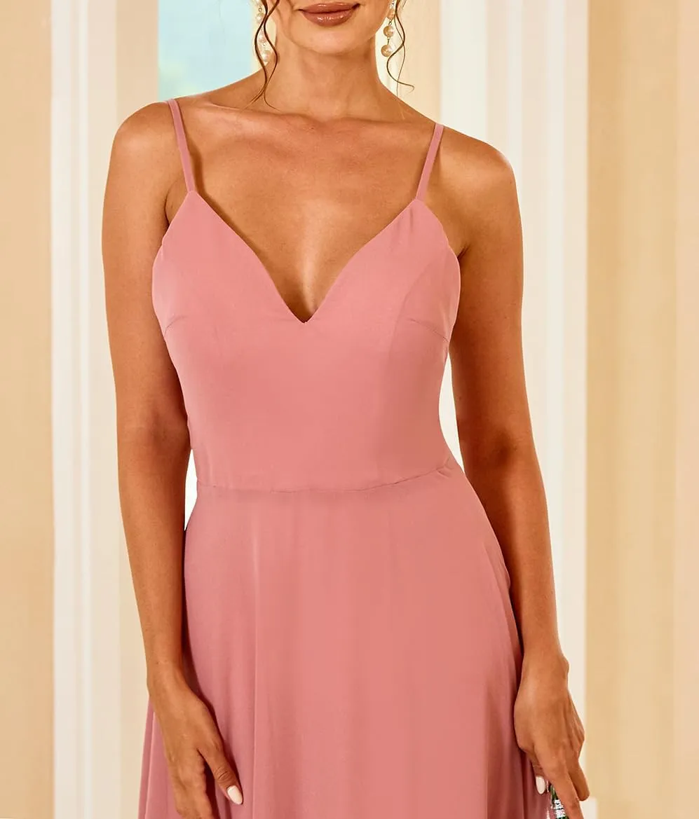 Long Bridesmaid Dresses for Wedding Chiffon Wedding Guest Dresses for Women A Line Formal Evening Party Gowns