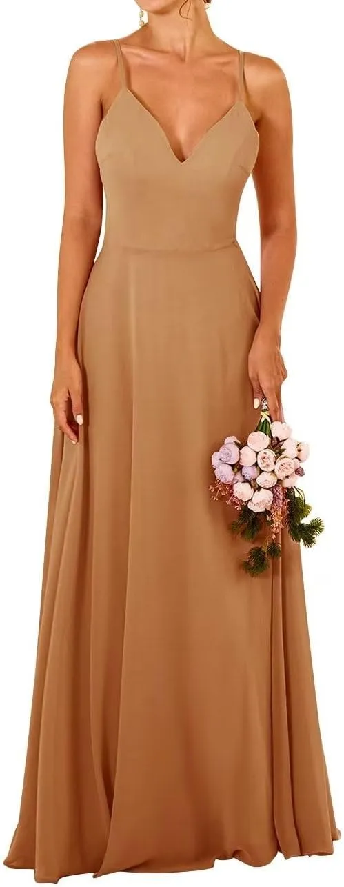 Long Bridesmaid Dresses for Wedding Chiffon Wedding Guest Dresses for Women A Line Formal Evening Party Gowns