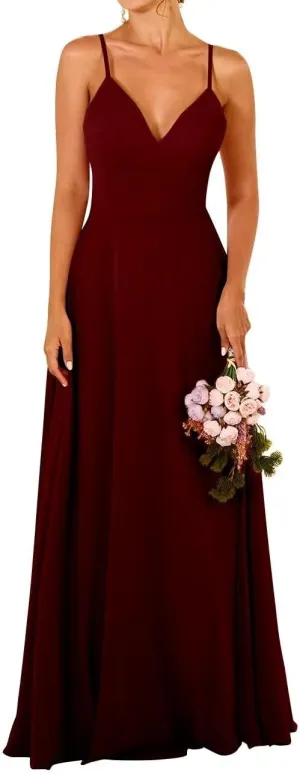 Long Bridesmaid Dresses for Wedding Chiffon Wedding Guest Dresses for Women A Line Formal Evening Party Gowns