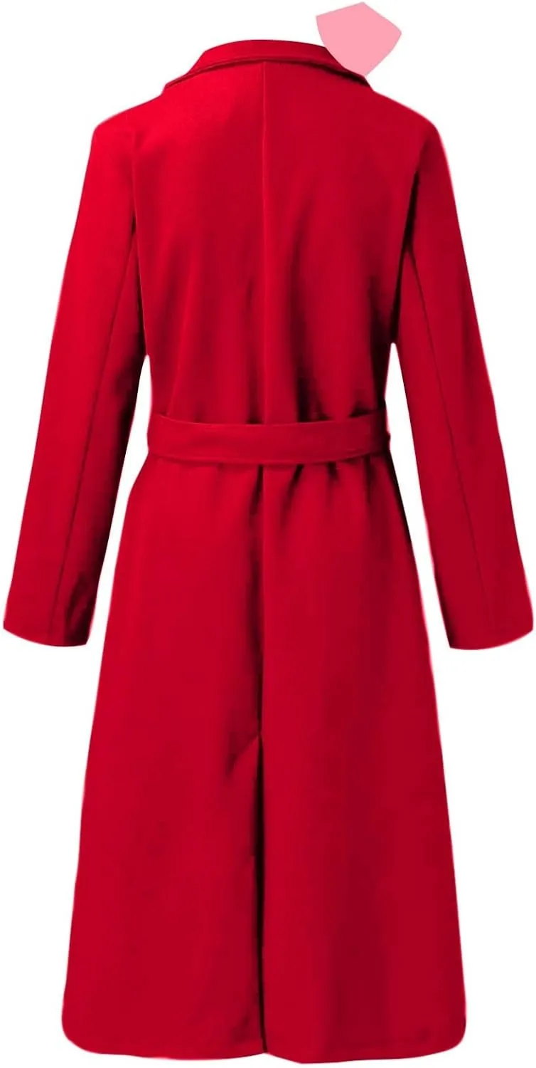 Long Trench Coats For Women Fashion Faux Wool Coat Blouse Thin Solid Jacket Ladies Notch Lapel Overcoat With Belt