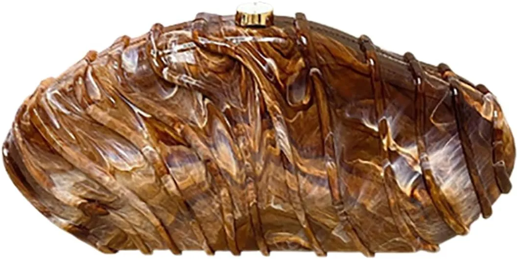 Marbled Acrylic Evening Bag Simple Stripe Clutch Purse Detachable Chain Shoulder Bag Weekend Party Bag for Women