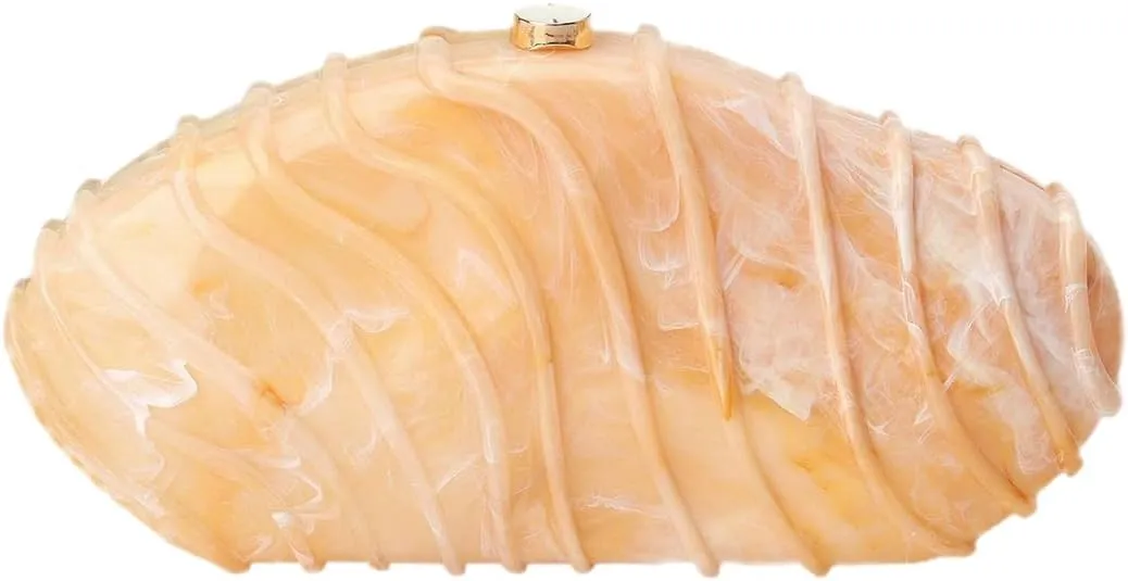 Marbled Acrylic Evening Bag Simple Stripe Clutch Purse Detachable Chain Shoulder Bag Weekend Party Bag for Women
