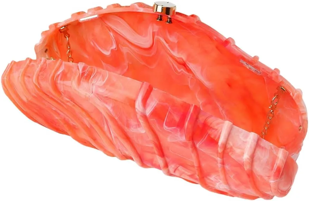 Marbled Acrylic Evening Bag Simple Stripe Clutch Purse Detachable Chain Shoulder Bag Weekend Party Bag for Women