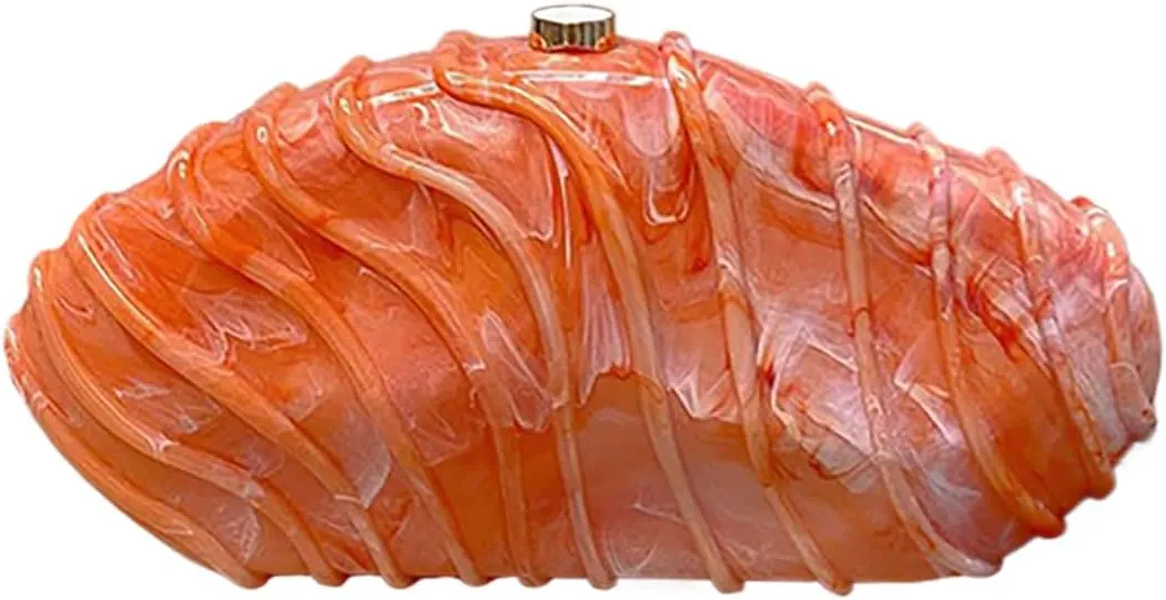 Marbled Acrylic Evening Bag Simple Stripe Clutch Purse Detachable Chain Shoulder Bag Weekend Party Bag for Women