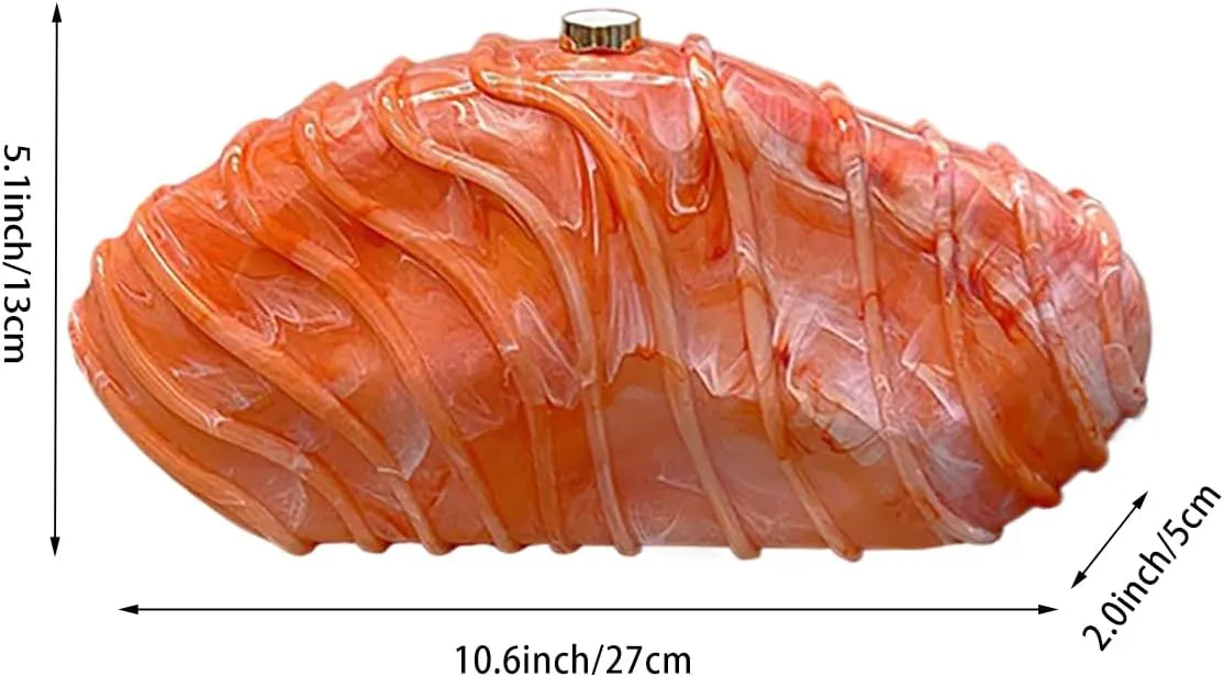 Marbled Acrylic Evening Bag Simple Stripe Clutch Purse Detachable Chain Shoulder Bag Weekend Party Bag for Women