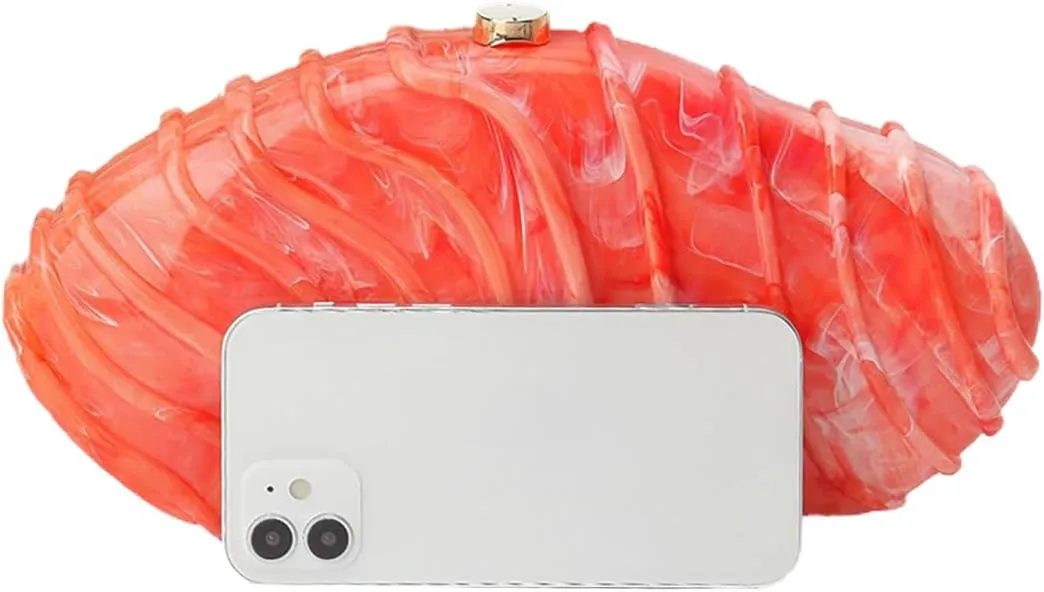 Marbled Acrylic Evening Bag Simple Stripe Clutch Purse Detachable Chain Shoulder Bag Weekend Party Bag for Women