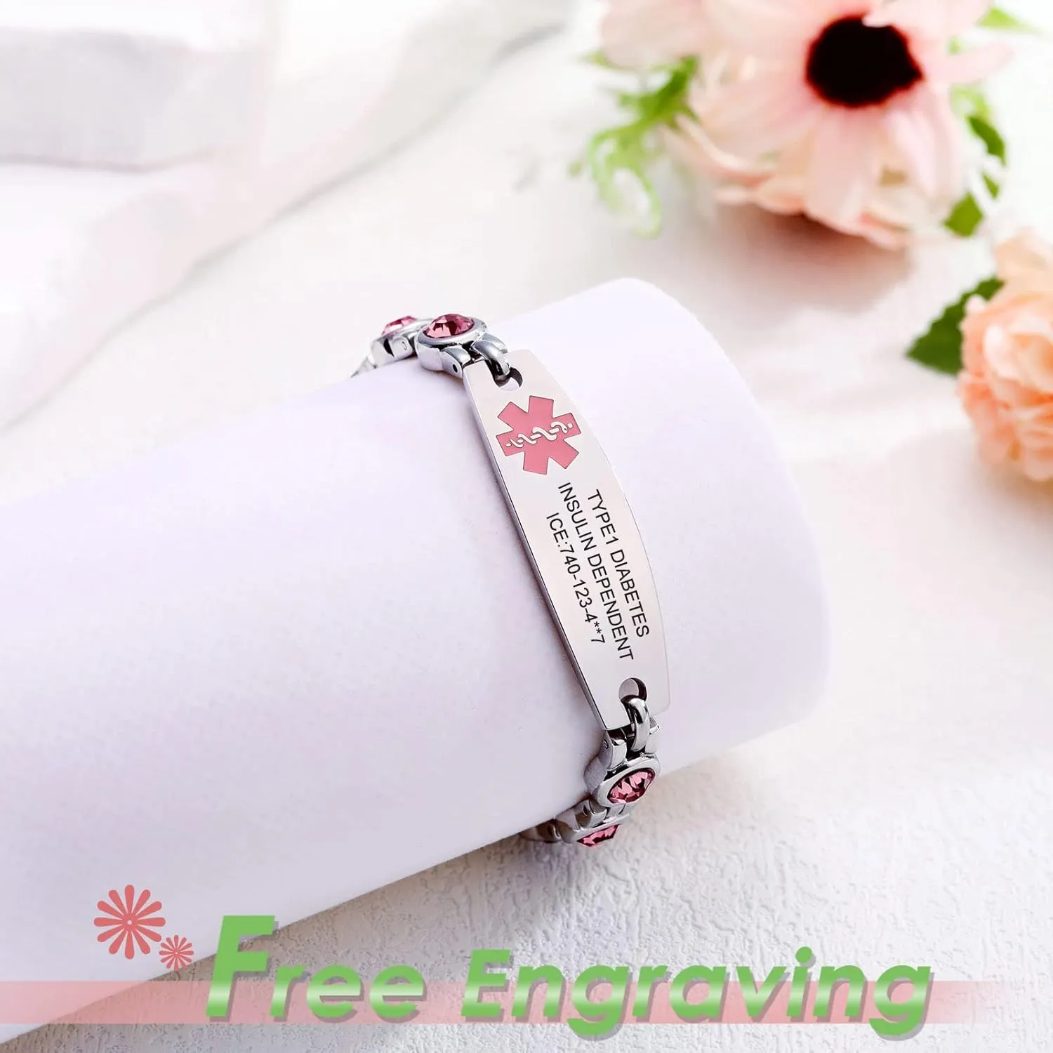 Medical Alert Bracelets, Personalized Customizable ID Bracelets for Women & Men, Includes Emergency Medical Card