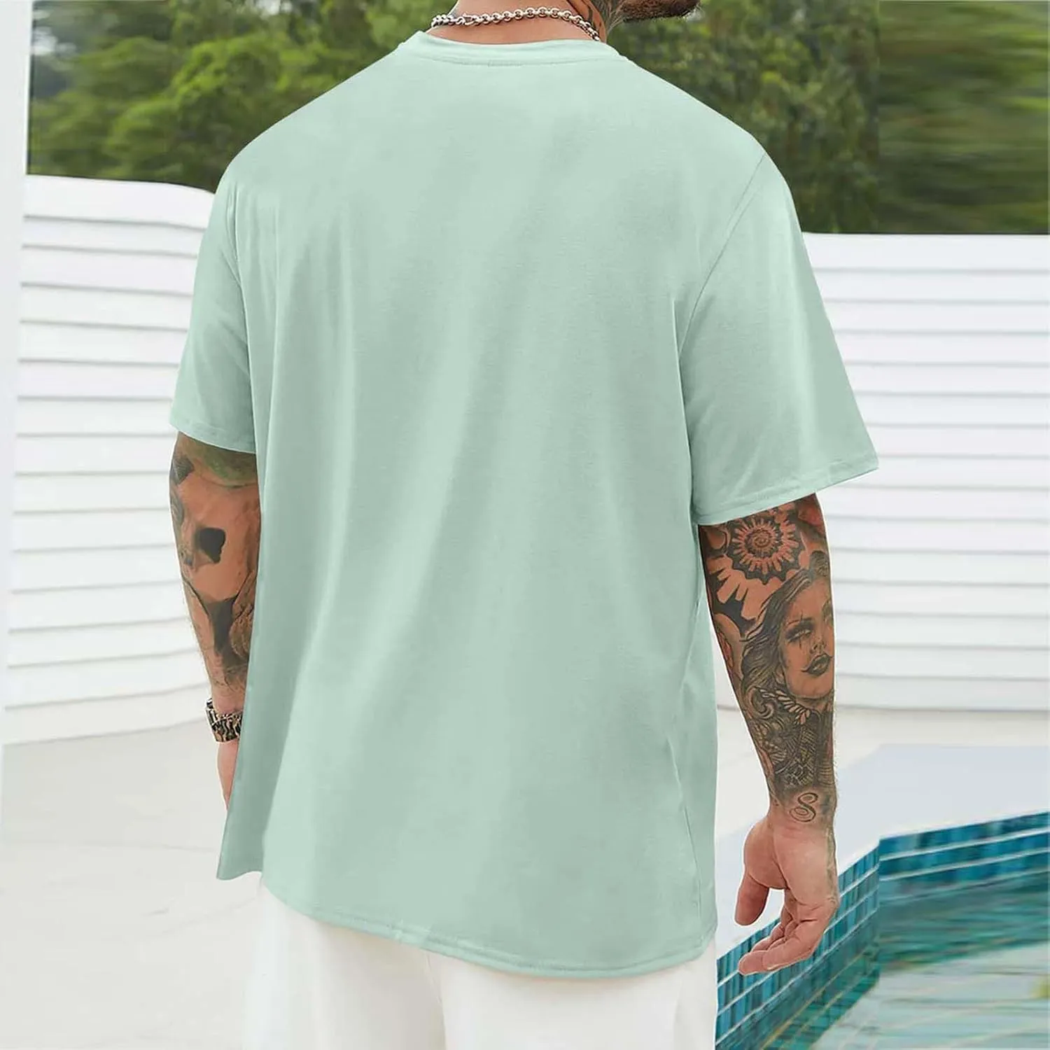 Men Comfy Tees Palm Tree Graphic Tunic Tops Simple Basic Oversized Fit Soft Short Sleeve Blouse TShirts for Daily