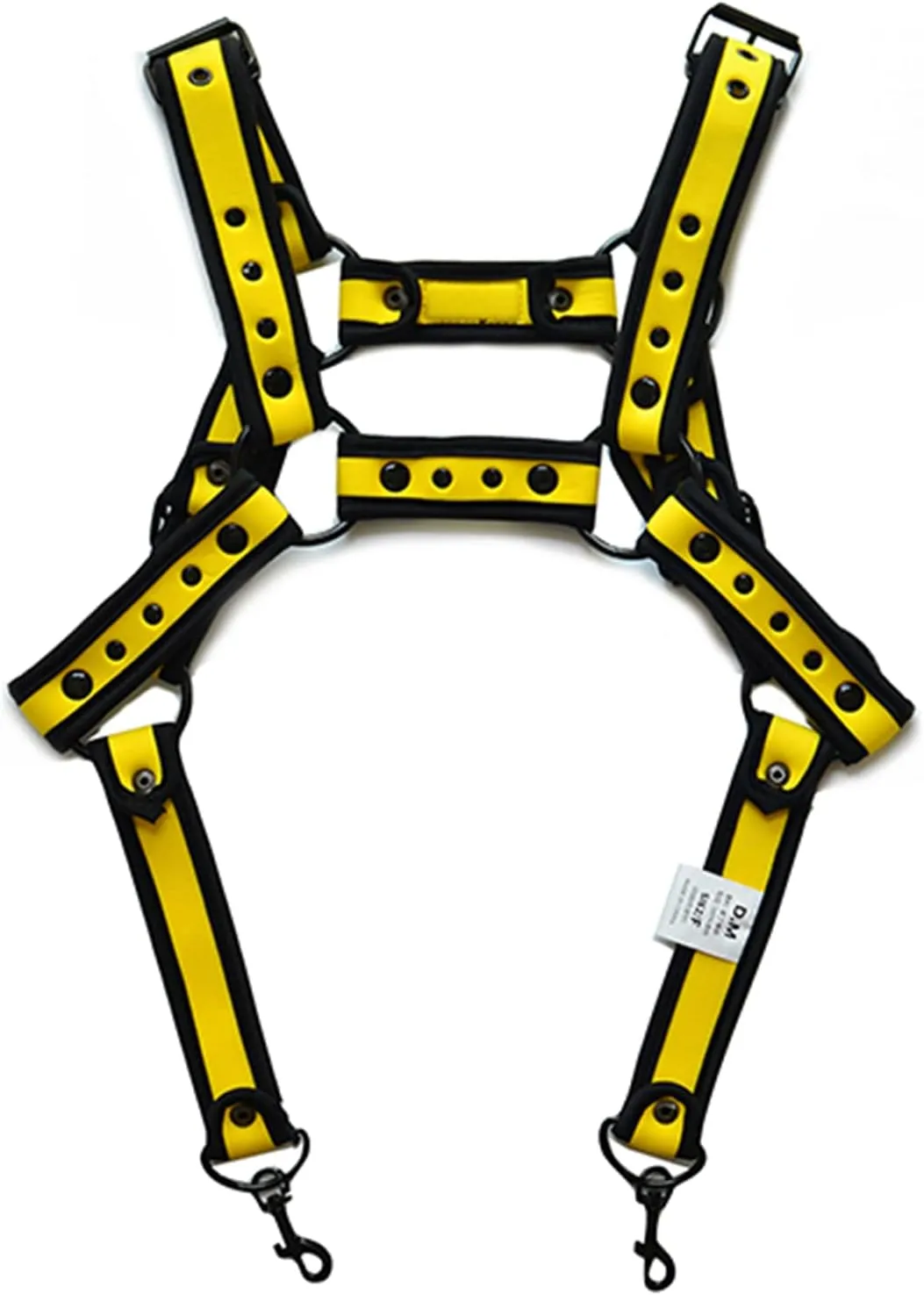 Men Leather Chest Body Harness Belt with Contrast Color Trim,Strap Buckle Ring Adjustable Awesome with Underwear (M, Yellow)