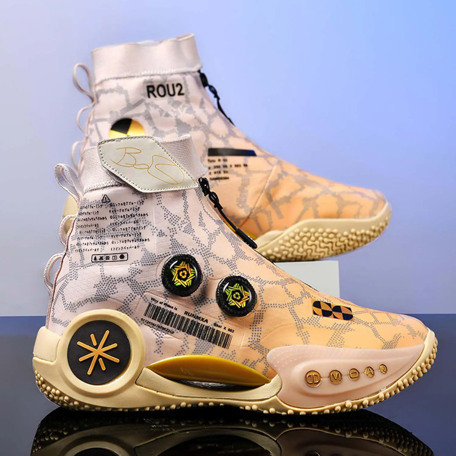 Mens and Womens High Top Buckle Closed Basketball Sneakers Comfortable Breathable Casual Walking Shoes High Elasticity Running Shoes Tennis Shoes Tennis Competition Shoes Non Slip High Jump Sneakers