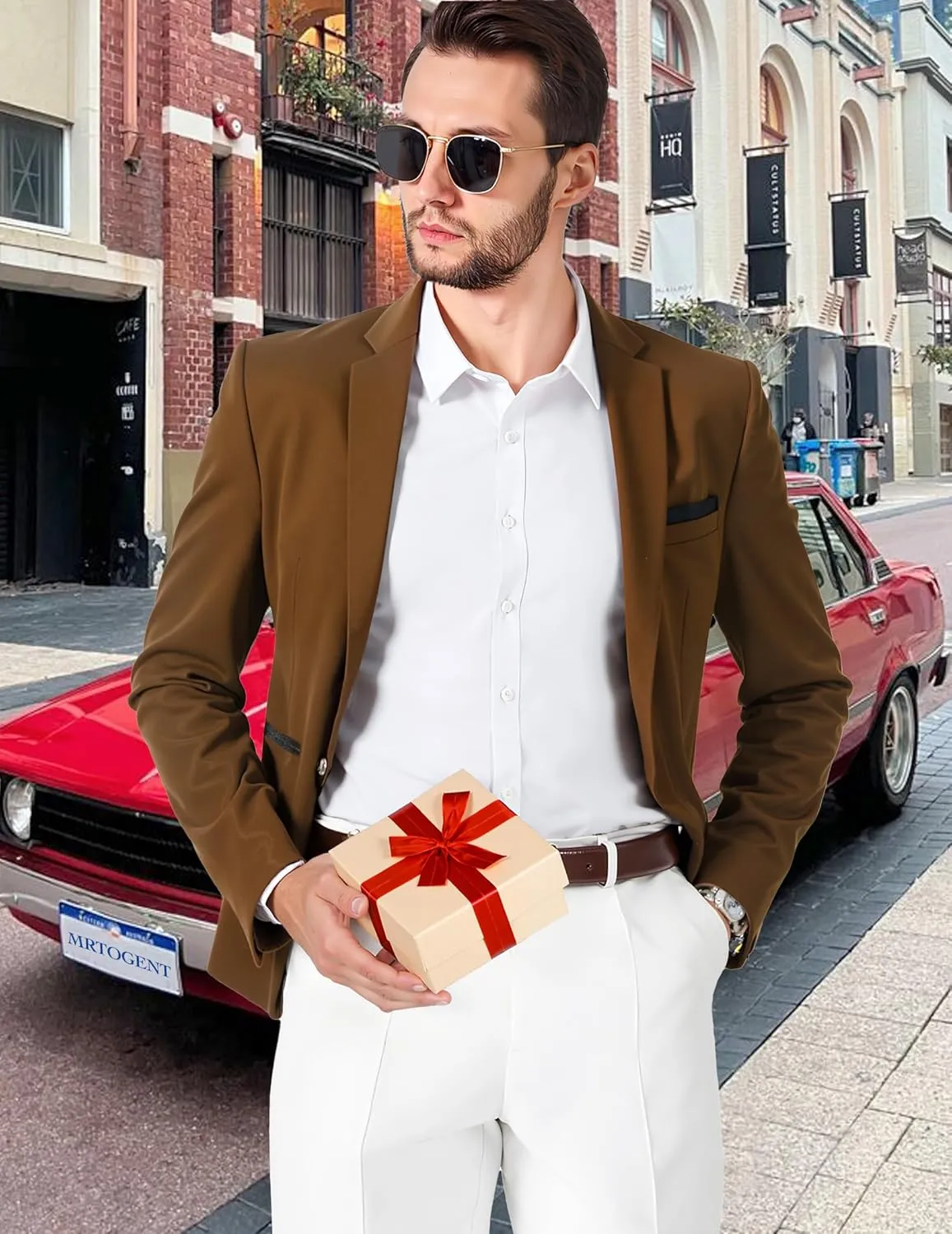 Mens Casual Corduroy Blazer Sport Coat Slim Fit One Button Notch Lapel Suit Jacket for Daily Wear, Work, Wedding & Party