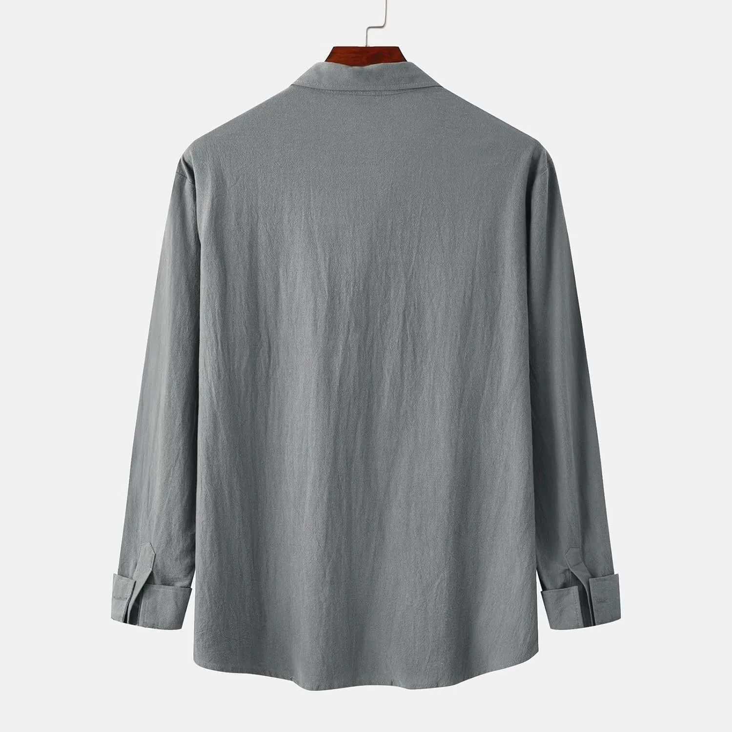 Men's Classic Linen Shirts Casual Button Down Long Sleeve Beach Wedding Vacation Summer Textured Shirt with Pocket