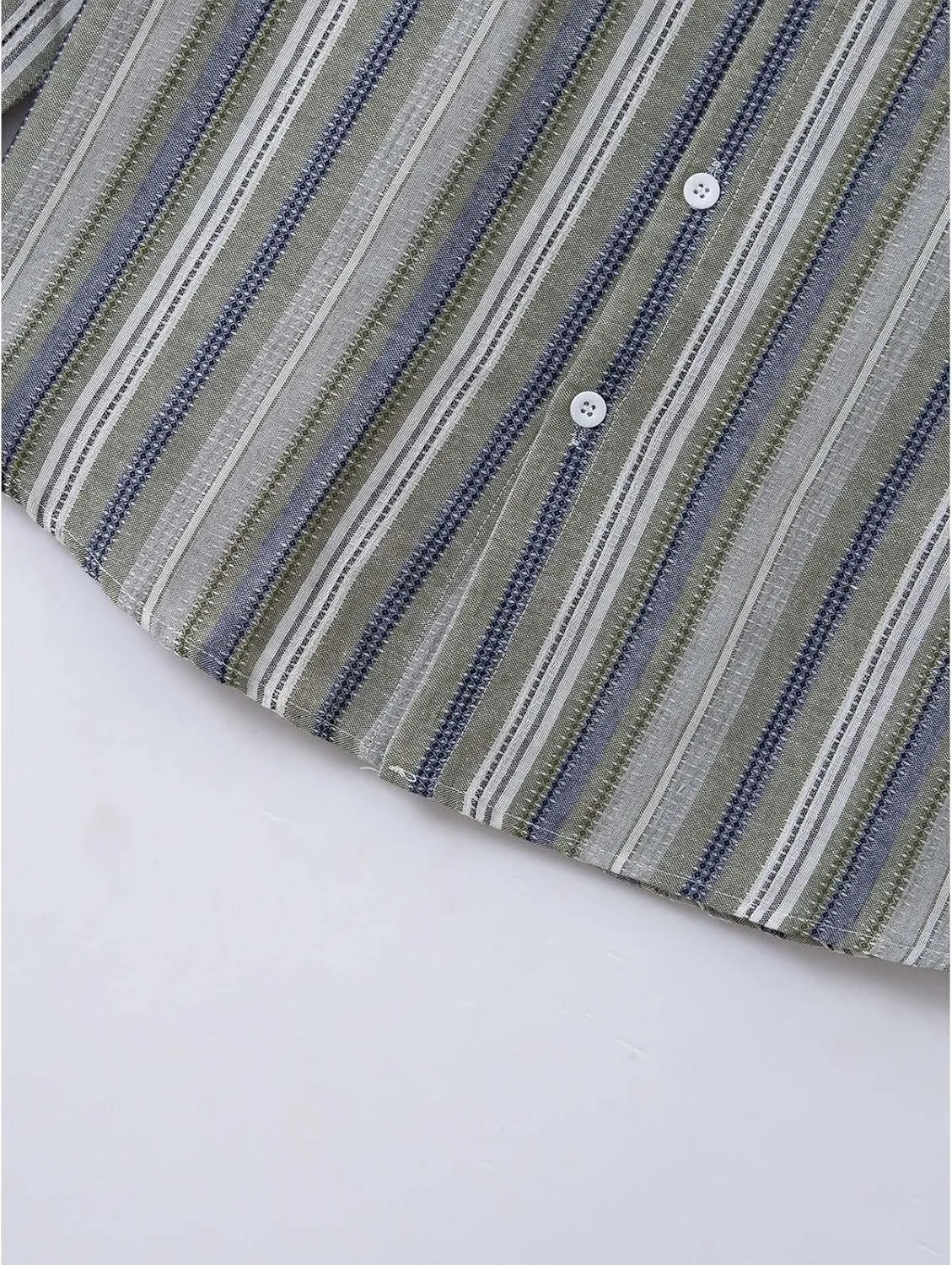 Men's Classic Style Casual Long Sleeve Button Down Turndown Collared Shirt Vintage Stripe Printed Lightweight Tops