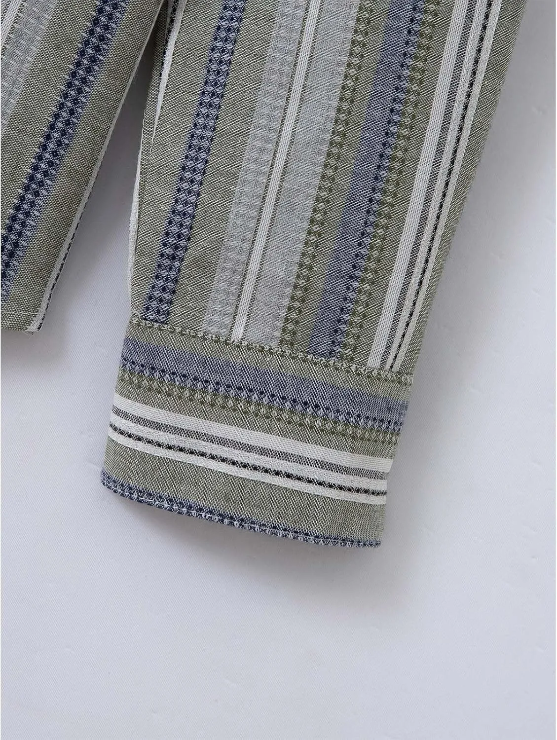Men's Classic Style Casual Long Sleeve Button Down Turndown Collared Shirt Vintage Stripe Printed Lightweight Tops