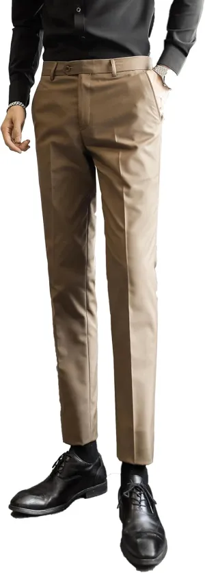 Mens Classic Suit Pants Straight Fit Modern Formal Dress Pants Separate Trousers