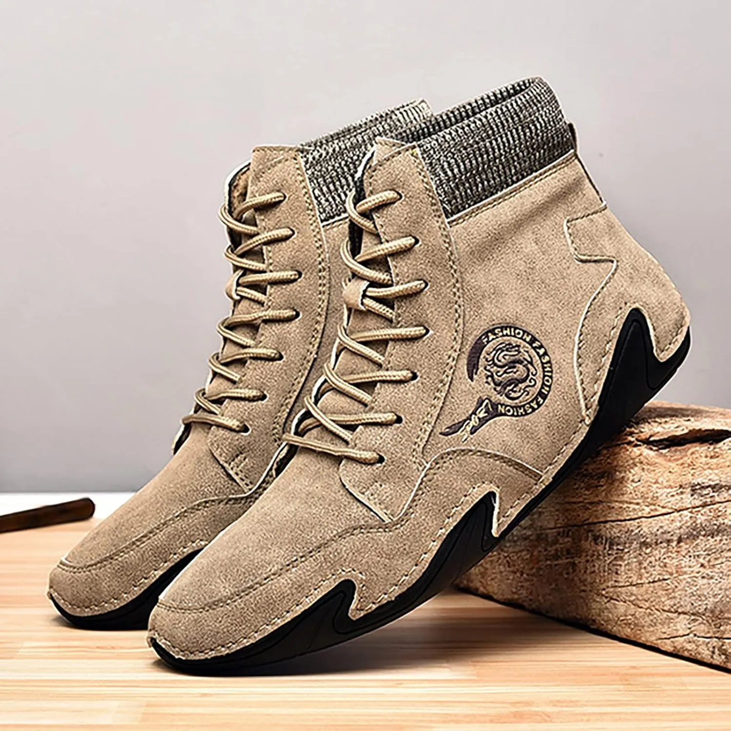 Men's Comfortable Walking Shoes Soft Flat Soled High Top Sneaker Lightweight Workout Shoes Business Casual Shoe