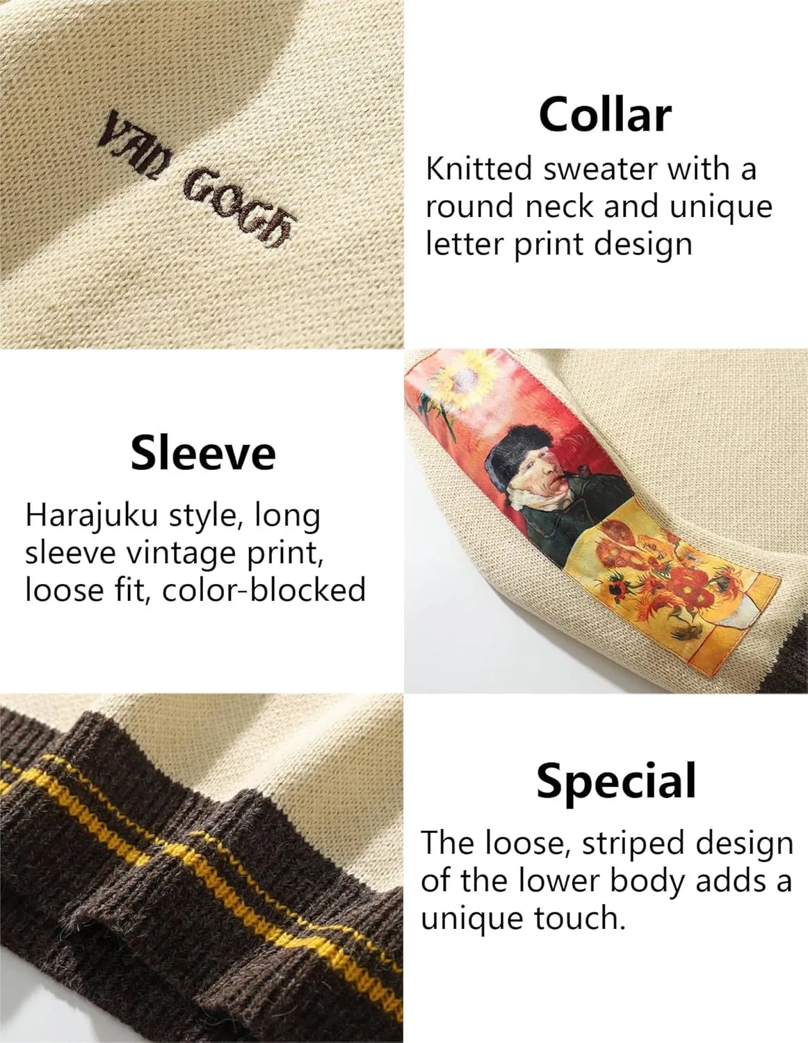 Mens Crewneck Sweaters Graphic Comfortable Casual Knit Fall Winter Sweater Oversized Pullovers