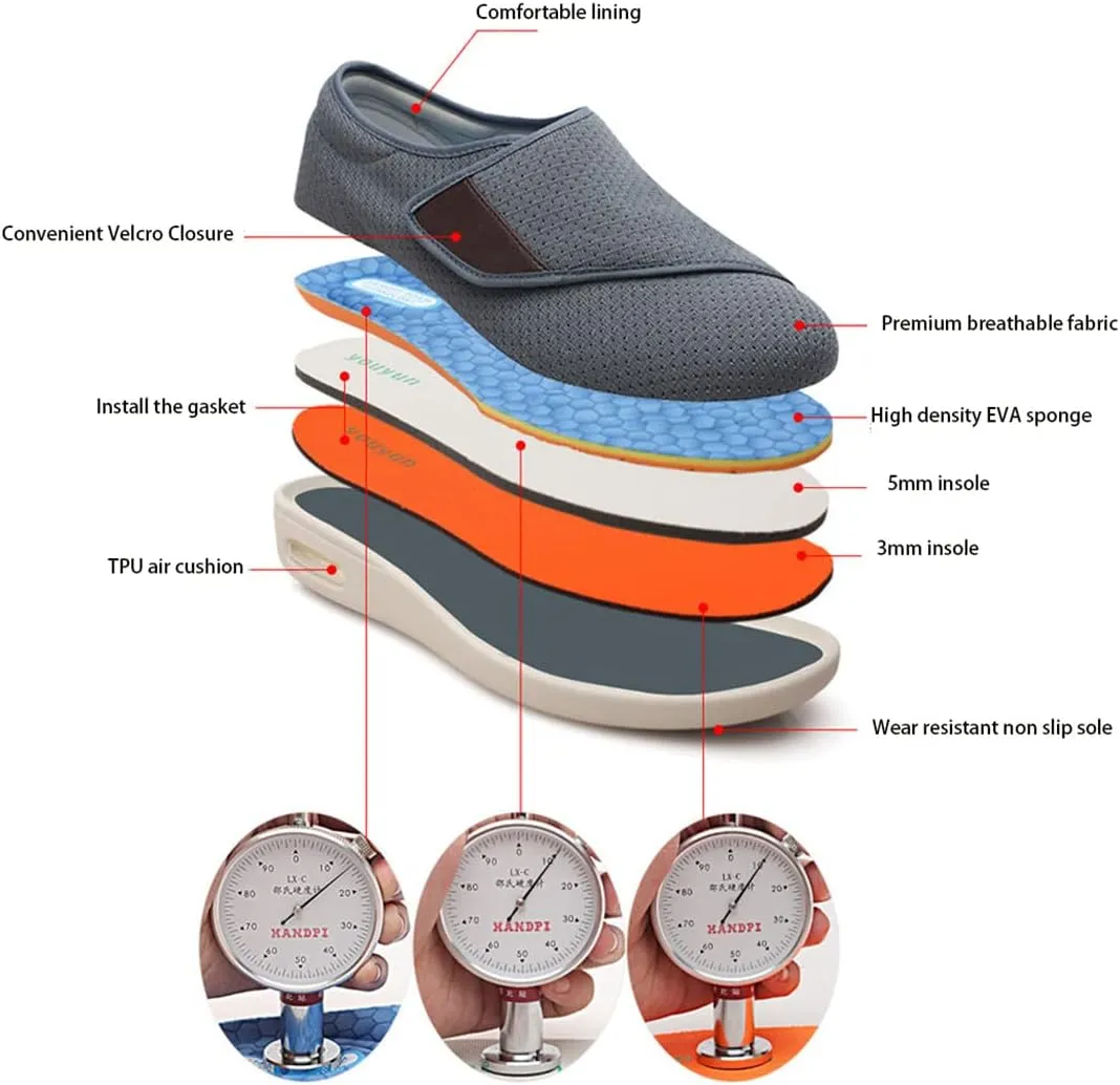 Men's Diabetic Shoes Comfortable Casual Orthopedic Shoes Lightweight Seniors Edema Sneakers Breathable Walking Trainers