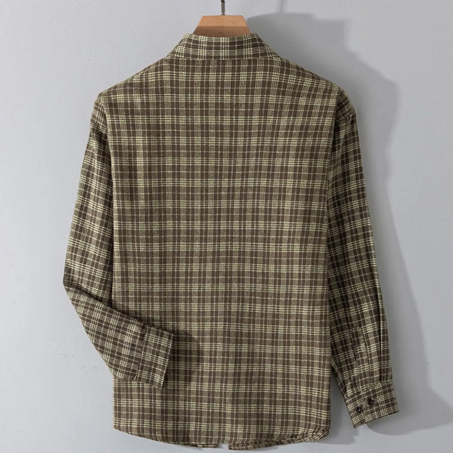 Mens Dress Shirts Long Sleeve Flannel Shirt with Pocket Warm Casual Soft Button Down Plaid Vintage Shirt Plus Size