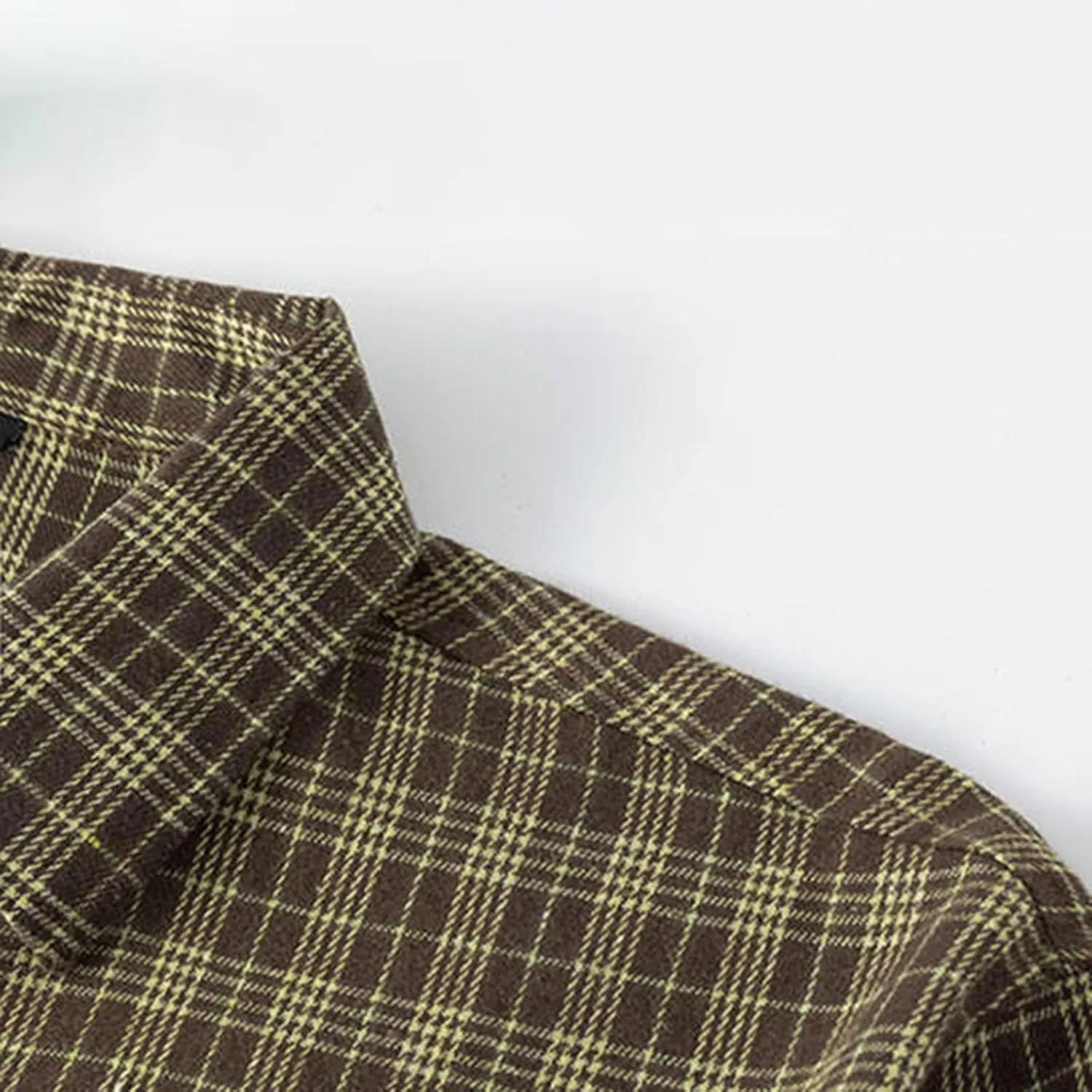 Mens Dress Shirts Long Sleeve Flannel Shirt with Pocket Warm Casual Soft Button Down Plaid Vintage Shirt Plus Size