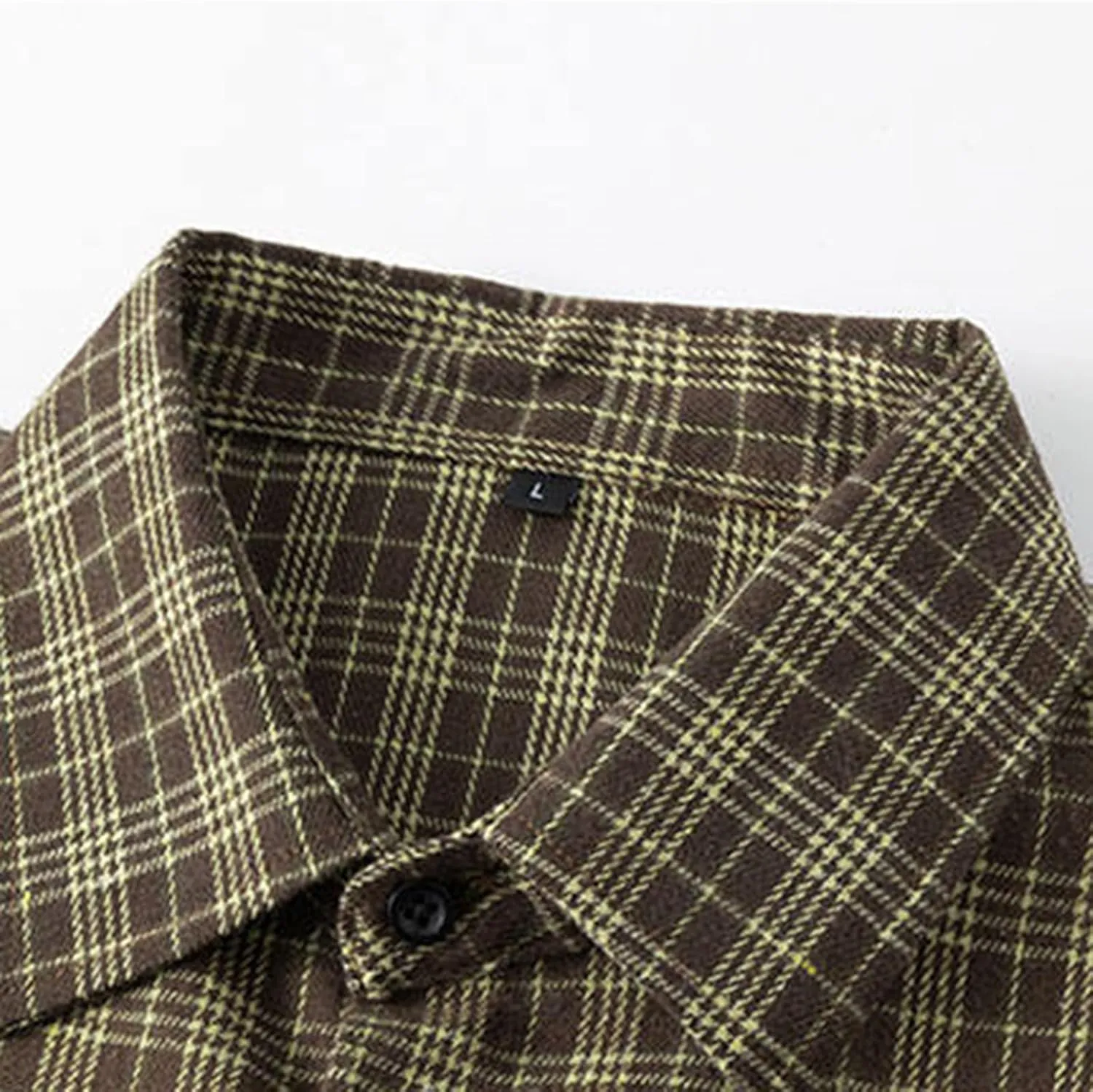 Mens Dress Shirts Long Sleeve Flannel Shirt with Pocket Warm Casual Soft Button Down Plaid Vintage Shirt Plus Size