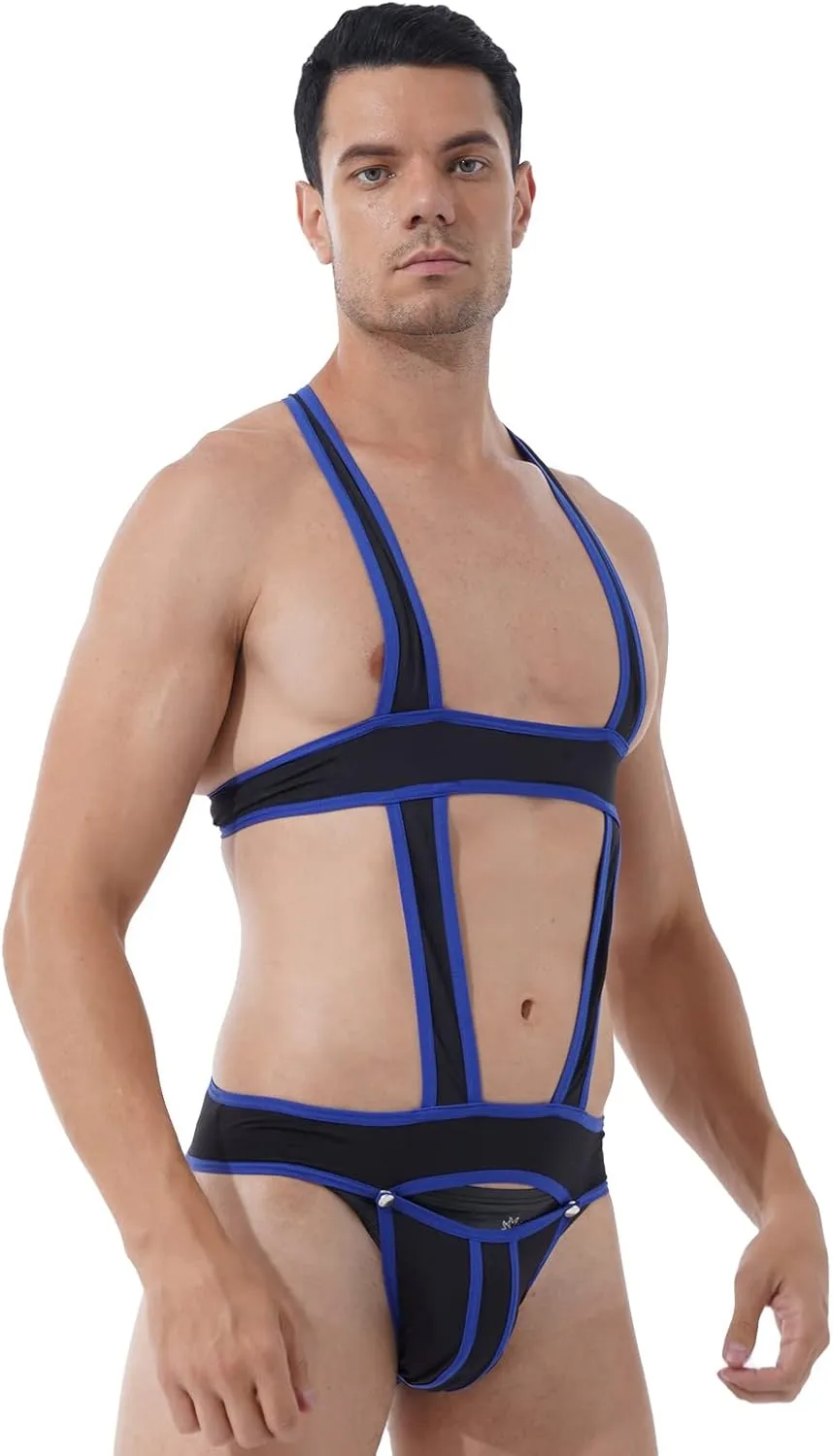 Men's Elastic Body Chest Harness Bandage Underwear Jock Straps Leotard Bodysuits Jumpsuits