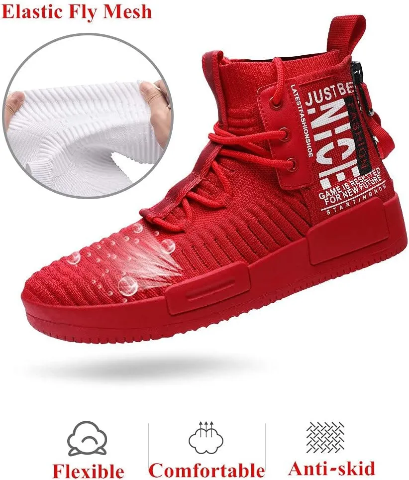 Mens High Top Fashion Sneaker Casual Slip on Walking Shoes for Men