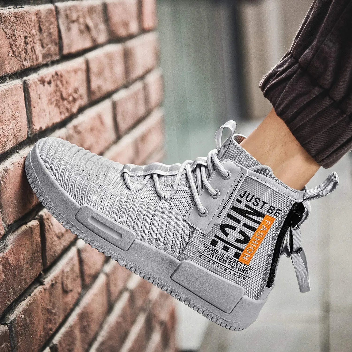 Mens High Top Fashion Sneaker Casual Slip on Walking Shoes for Men