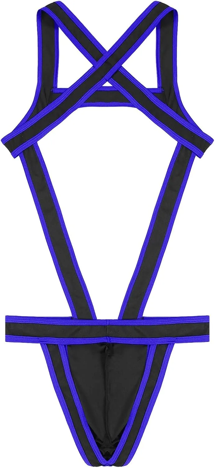 Men's Hollow Out Elastic Body Chest Harness Muscle Lingerie Jockstrap Leotard Underwear