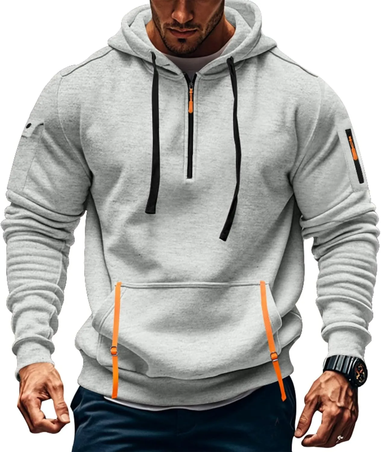 Men's Hoodies Stylish Fall Trendy Long Sleeve Lightweight Drawstring Hoodies Outerwear Fashion Soft Sweatshirt