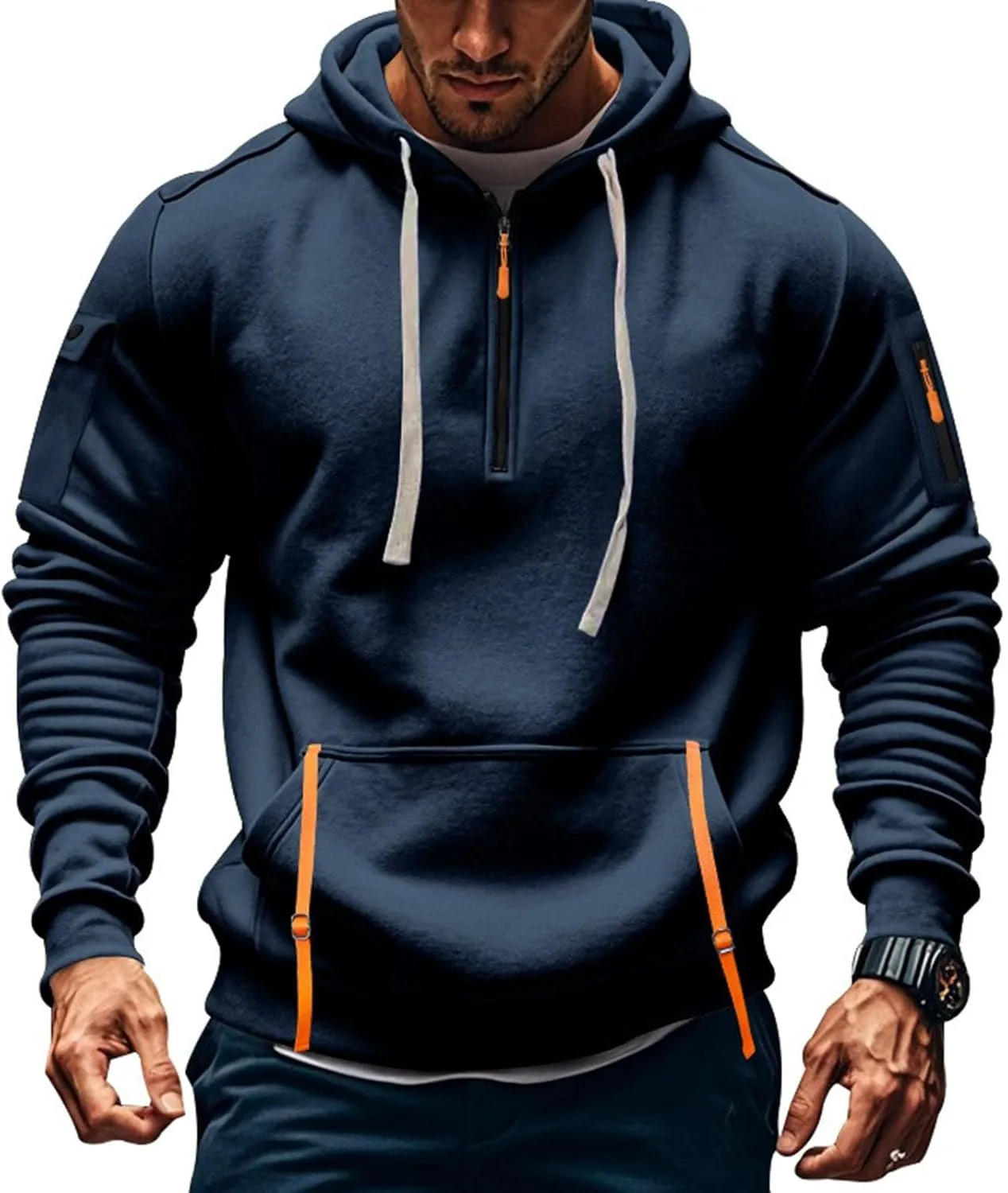 Men's Hoodies Stylish Fall Trendy Long Sleeve Lightweight Drawstring Hoodies Outerwear Fashion Soft Sweatshirt