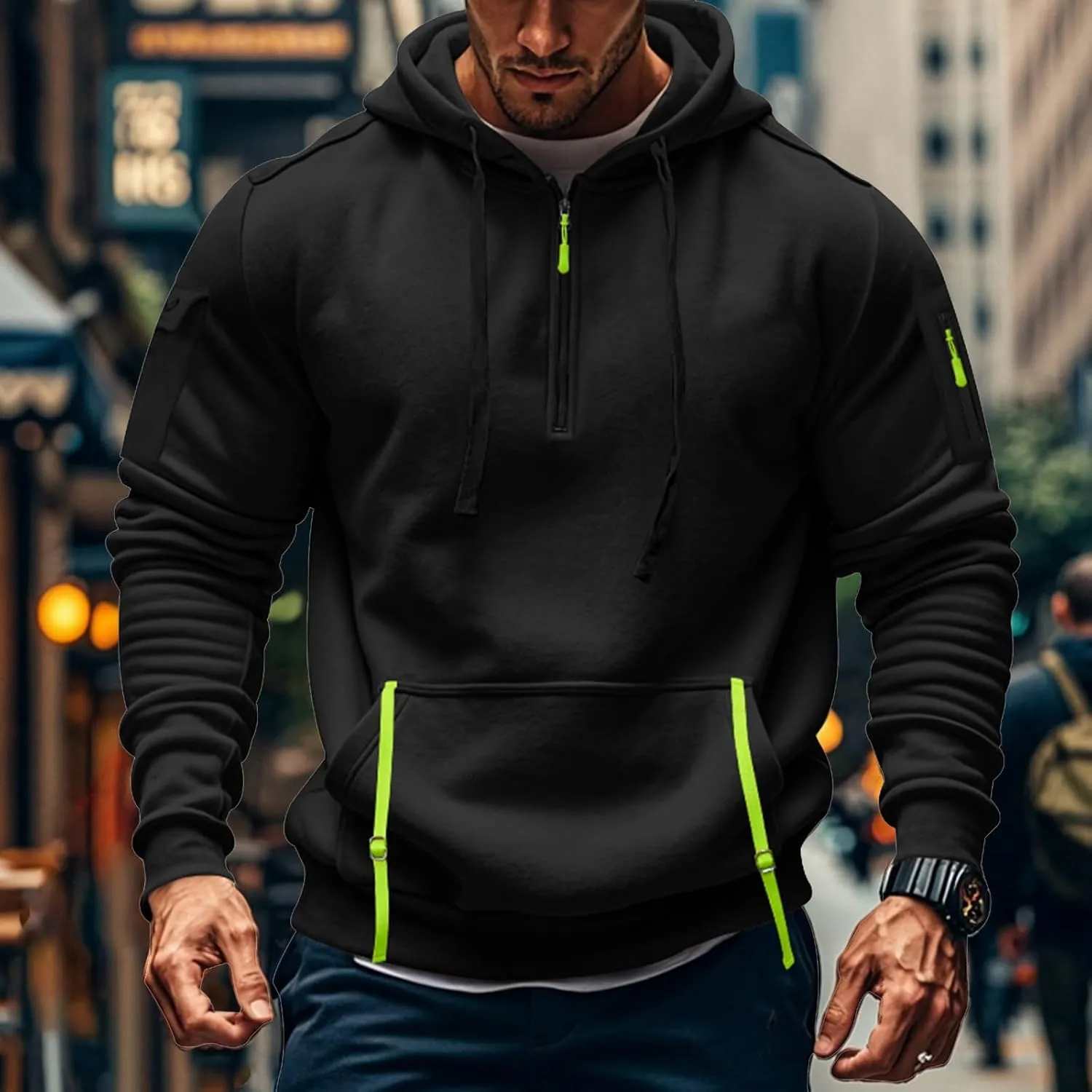Men's Hoodies Stylish Fall Trendy Long Sleeve Lightweight Drawstring Hoodies Outerwear Fashion Soft Sweatshirt