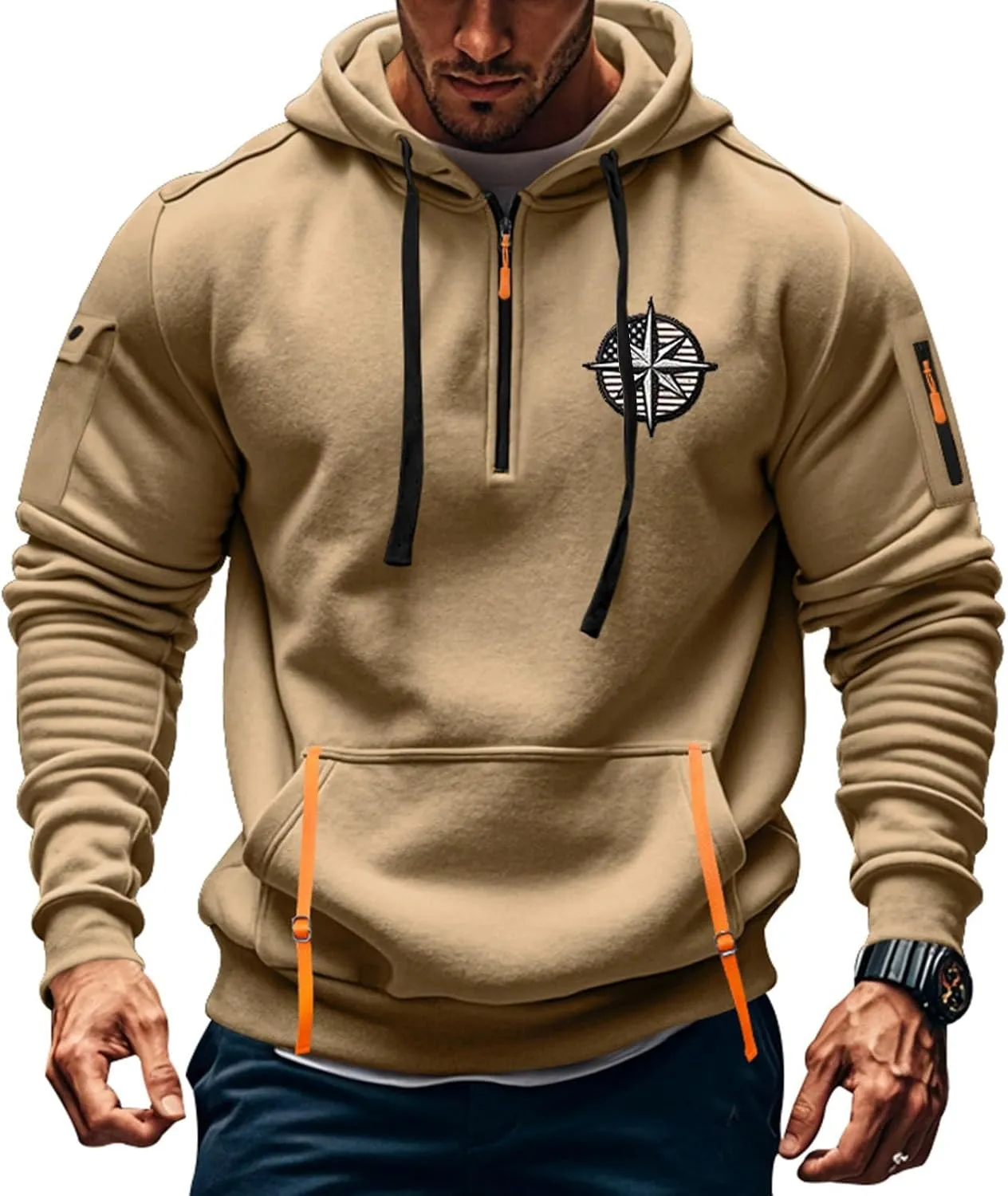 Men's Hoodies Stylish Fall Trendy Long Sleeve Lightweight Drawstring Hoodies Outerwear Fashion Soft Sweatshirt