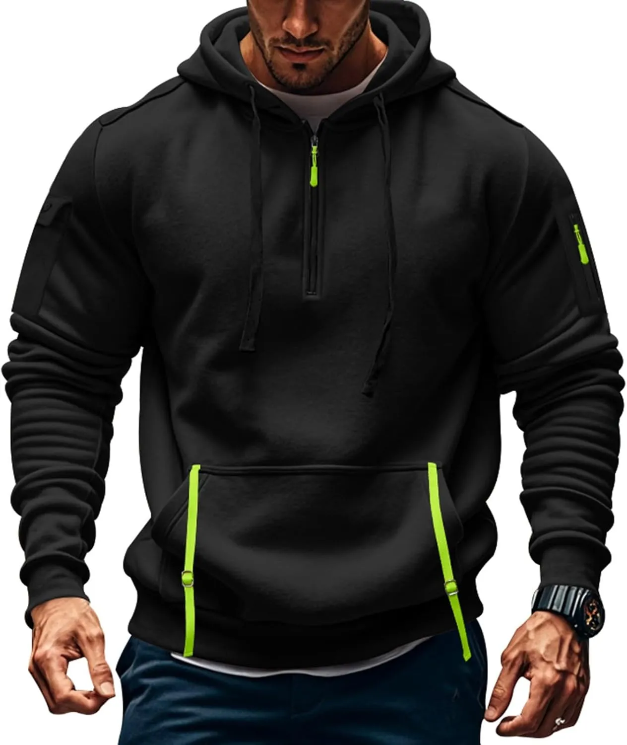 Men's Hoodies Stylish Fall Trendy Long Sleeve Lightweight Drawstring Hoodies Outerwear Fashion Soft Sweatshirt