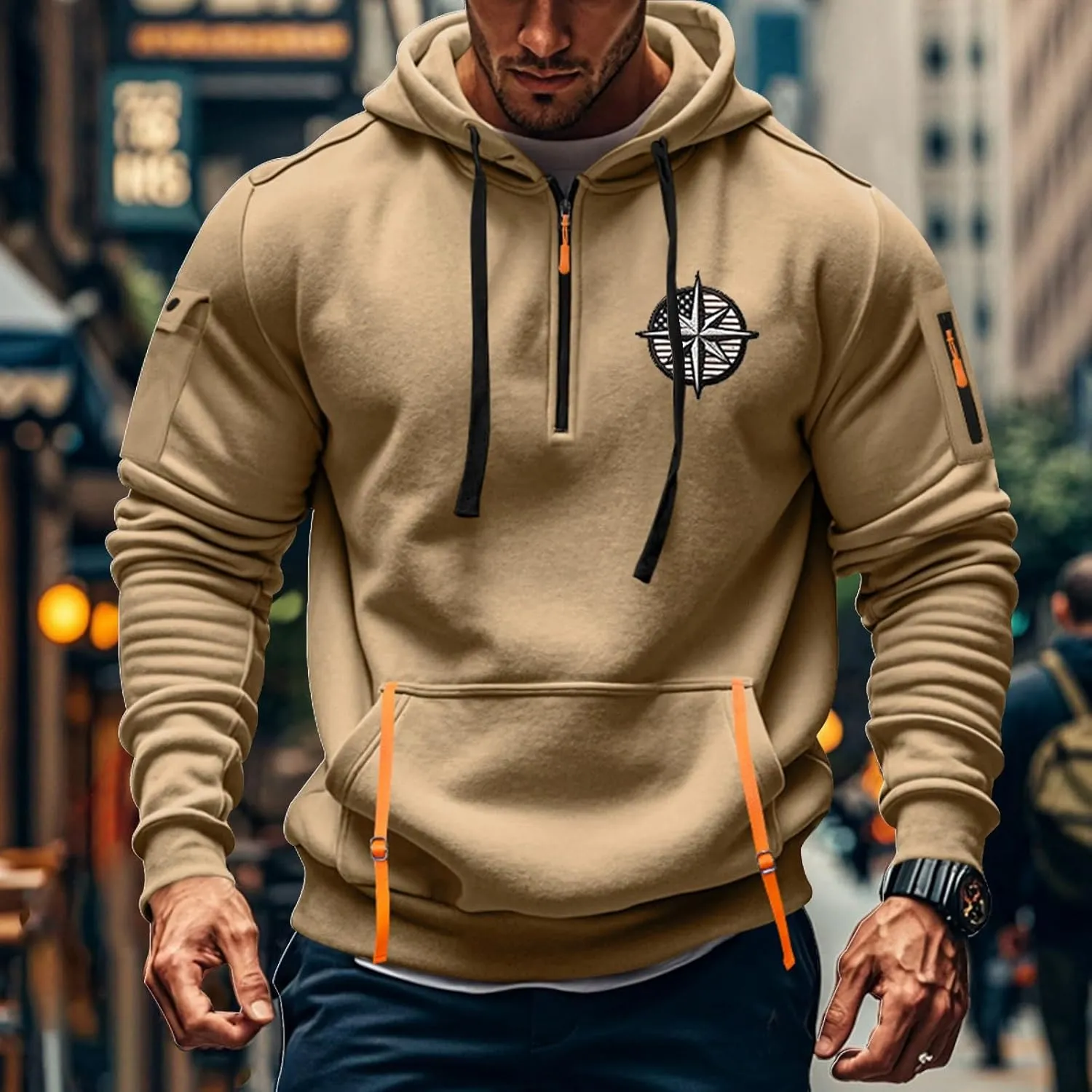 Men's Hoodies Stylish Fall Trendy Long Sleeve Lightweight Drawstring Hoodies Outerwear Fashion Soft Sweatshirt