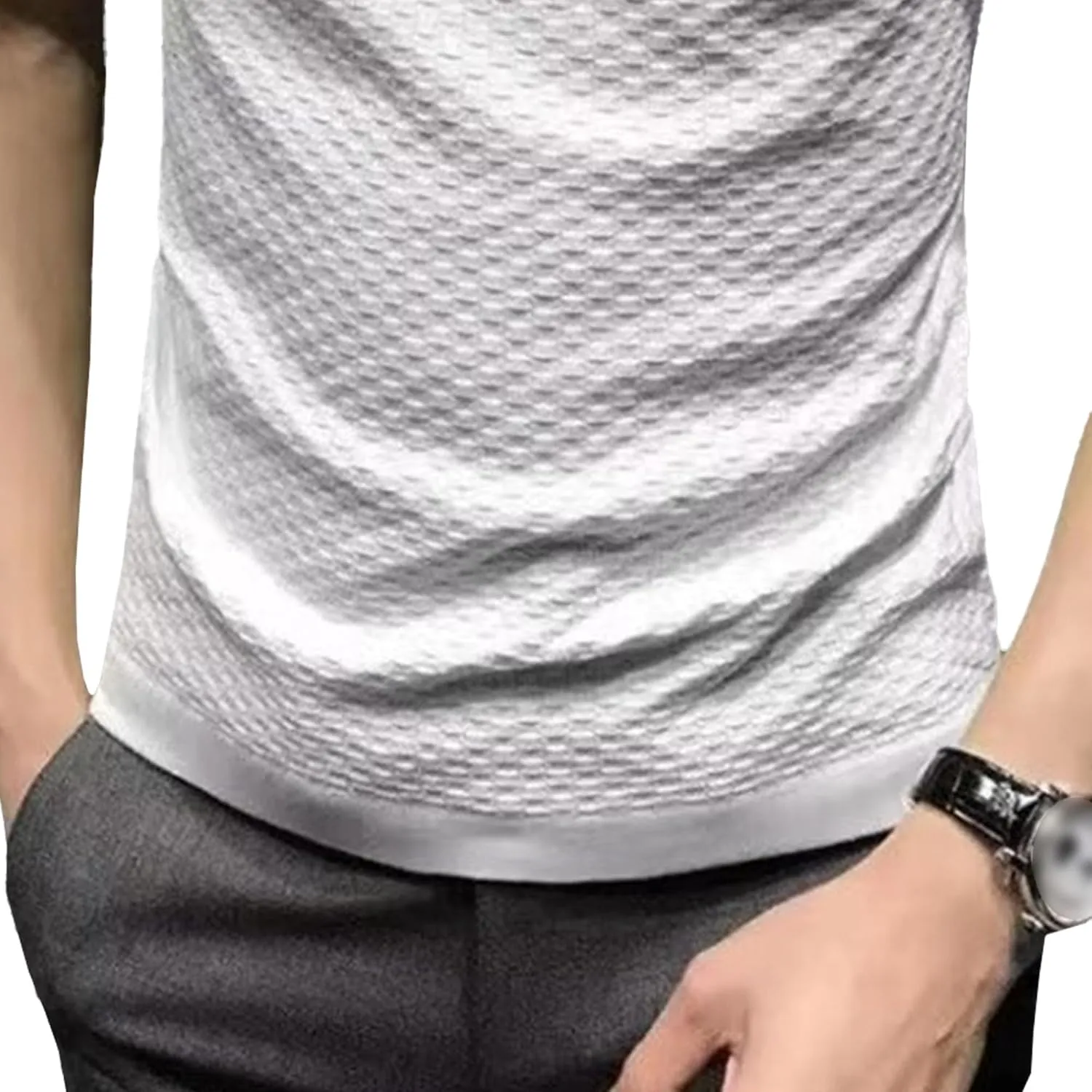 Mens Knit Polo Shirts Casual Slim Fit Short Sleeve Summer Golf Tee Shirt Classic Button Basic Textured T Shirts